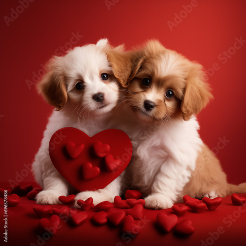 dog with heart,red, valentine's day