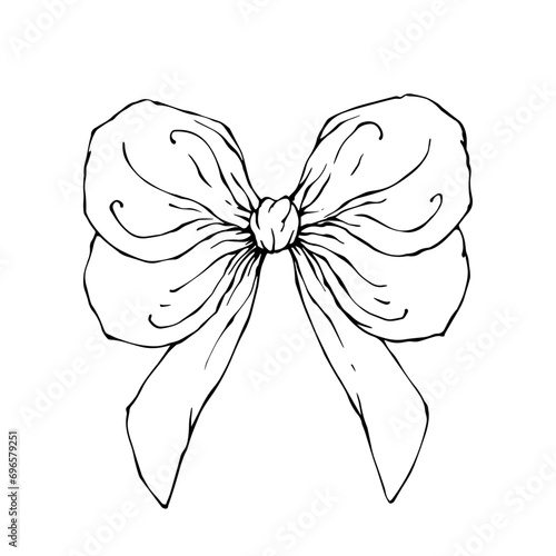 Sketch, doodles of a festive bow. Vector graphics.