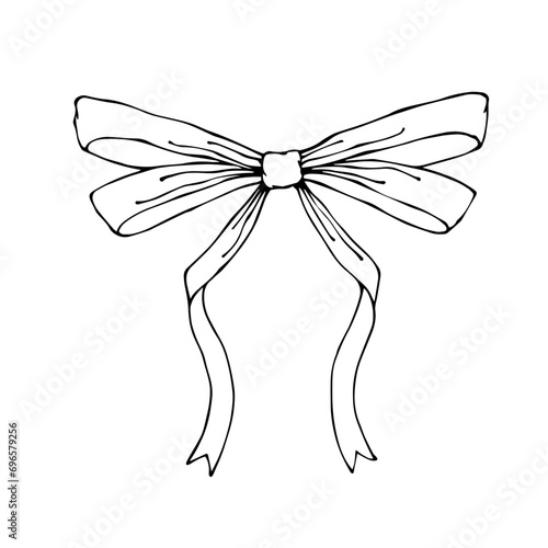 Sketch, doodles of a festive bow. Vector graphics.