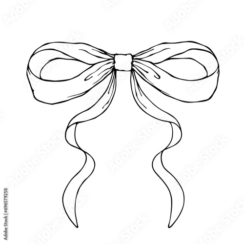 Sketch, doodles of a festive bow. Vector graphics.