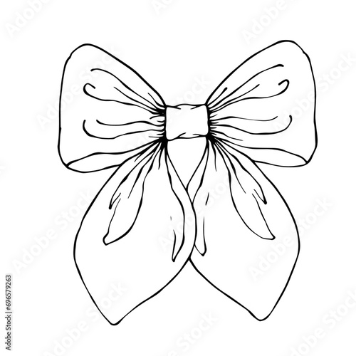 Sketch, doodles of a festive bow. Vector graphics.