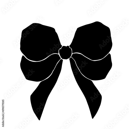 Silhouette, doodle of a festive bow. Vector graphics.