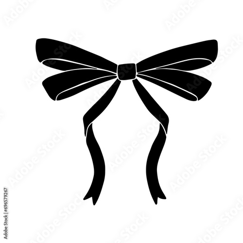 Silhouette, doodle of a festive bow. Vector graphics.