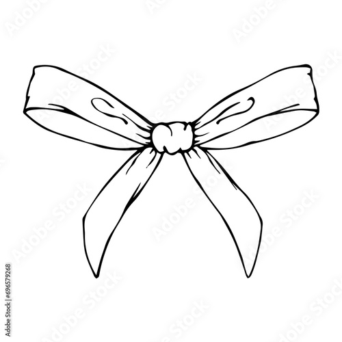 Sketch, doodles of a festive bow. Vector graphics.