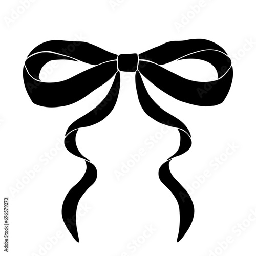 Silhouette, doodle of a festive bow. Vector graphics.