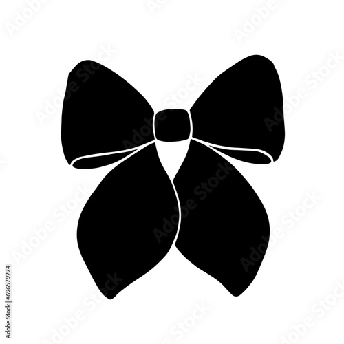 Silhouette, doodle of a festive bow. Vector graphics.