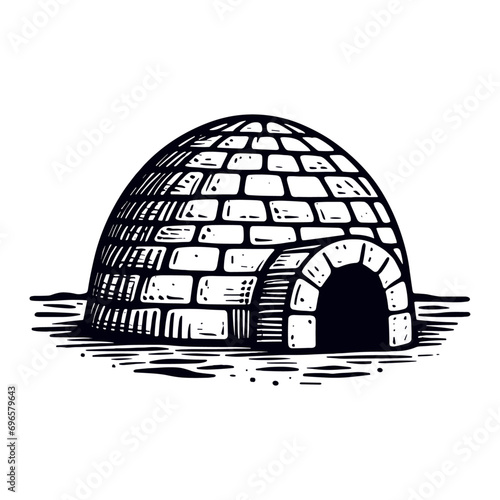 round Igloo vector sketch