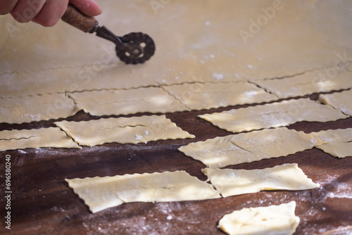 Faworki (angel wings) sprinkled - traditional Polish carnival delicacy photo