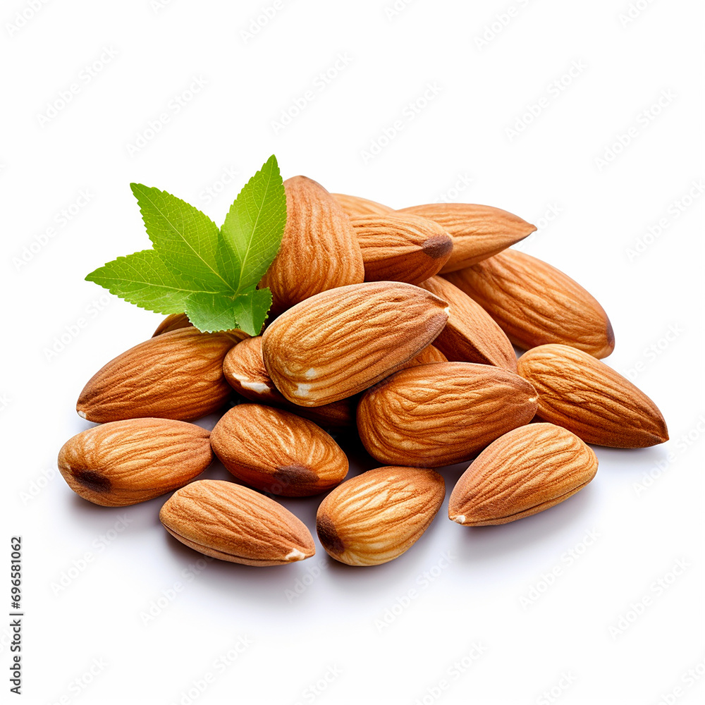 Isolated Almonds on White Background Isolated Almonds on White Background