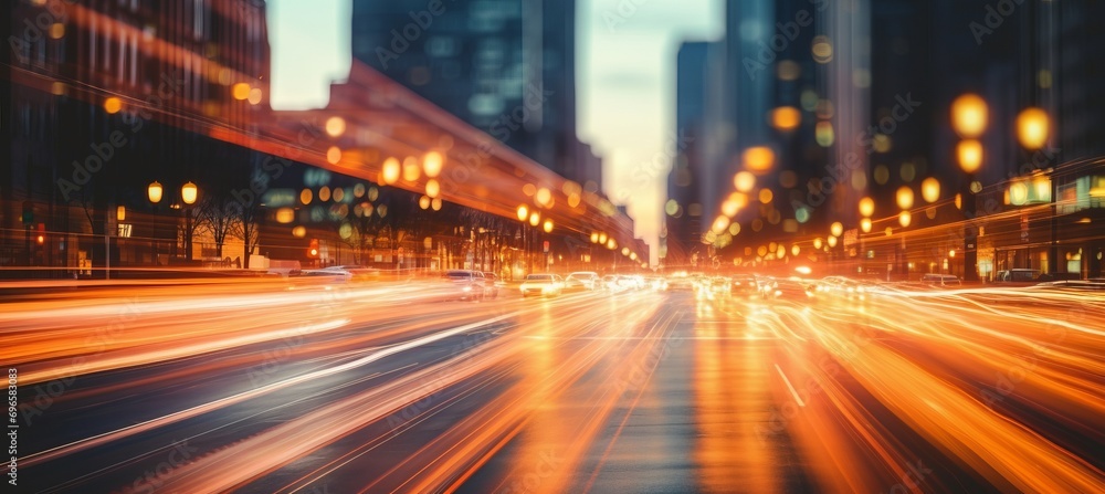 Blurred bokeh backdrop  urban automotive landscapes with bustling car traffic and modern design cues