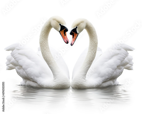 Two swans forming a heart shape with their necks photo