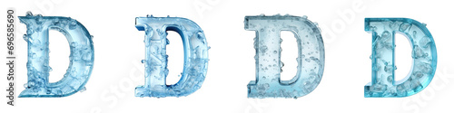 Ice style frozen lettering, alphabet, logotype, letter D isolated on a transparent background