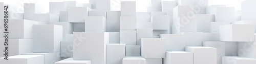 A banner design highlighting a background of shifted white cube boxes, presenting a visually appealing and geometrically intriguing backdrop with room for text or images.