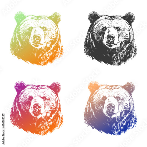 Bear Illustration Clip Art Design Shape. Animal Silhouette Icon Vector.