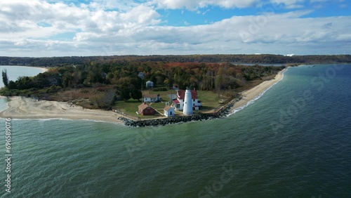 Historical Chesapeake Bay Lighthouse - Aerial 4k Footage Series (Segment 7) photo