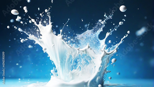 Milk Splash in Blue gradient Background
