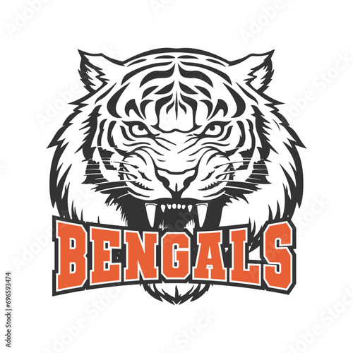 Bengal Tiger Illustration Clip Art Design Shape. Mascot Silhouette Icon Vector.