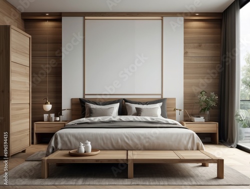 Scandinavian style interior design of modern bedroom