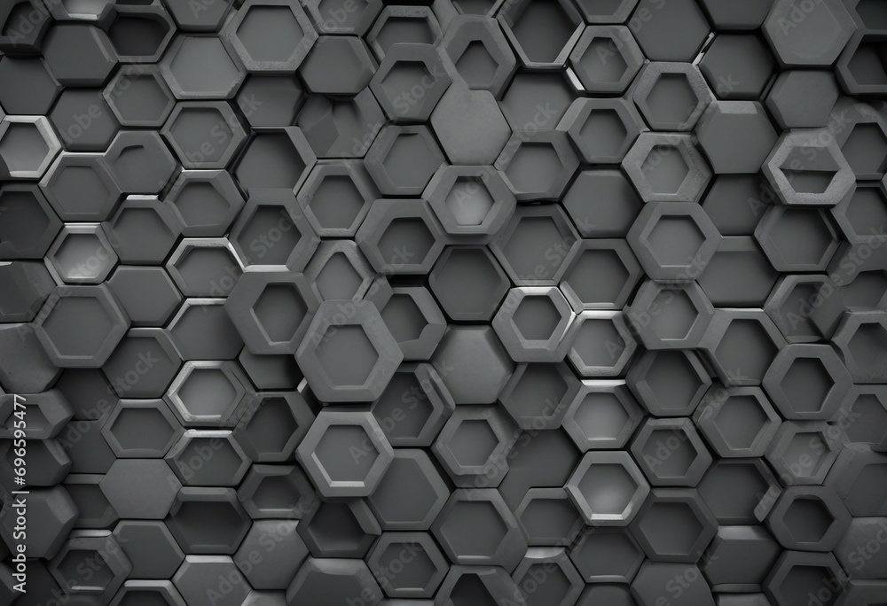 Abstract seamless dark black gray grey anthracite concrete cement stone tile wall made of hexagonal