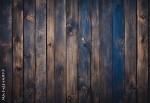 Abstract grunge old dark blue indigo painted wooden texture - wood background panorama long banner
