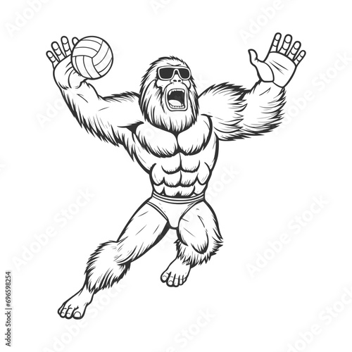 Bigfoot Illustration Clip Art Design Shape. Sport Silhouette Icon Vector.