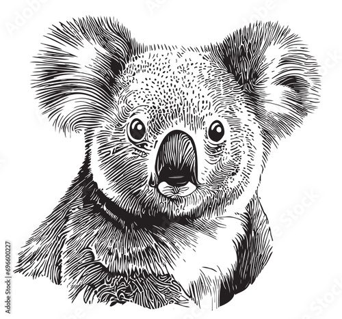 Koala portrait hand drawn sketch illustration Cute wild animals