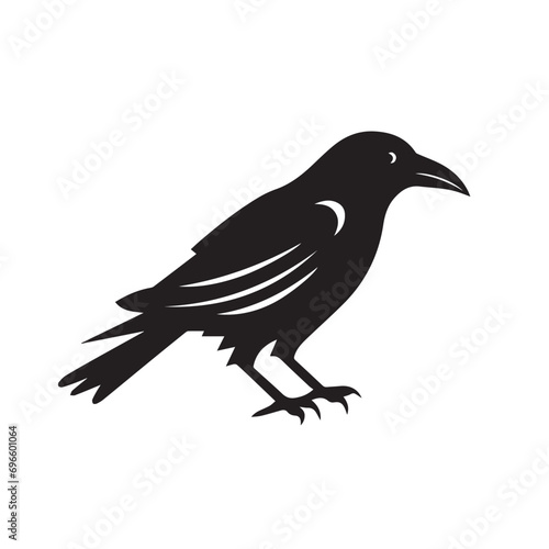 Crow in cartoon, doodle style. Isolated 2d vector illustration in logo, icon, sketch style, Eps 10, black and white. AI Generative
