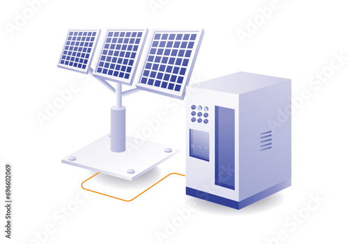 Infographic illustration concept for solar panel energy storage battery circuit