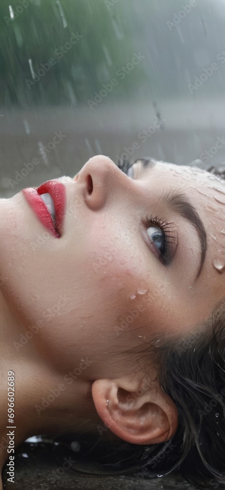 portrait of a woman in the rain