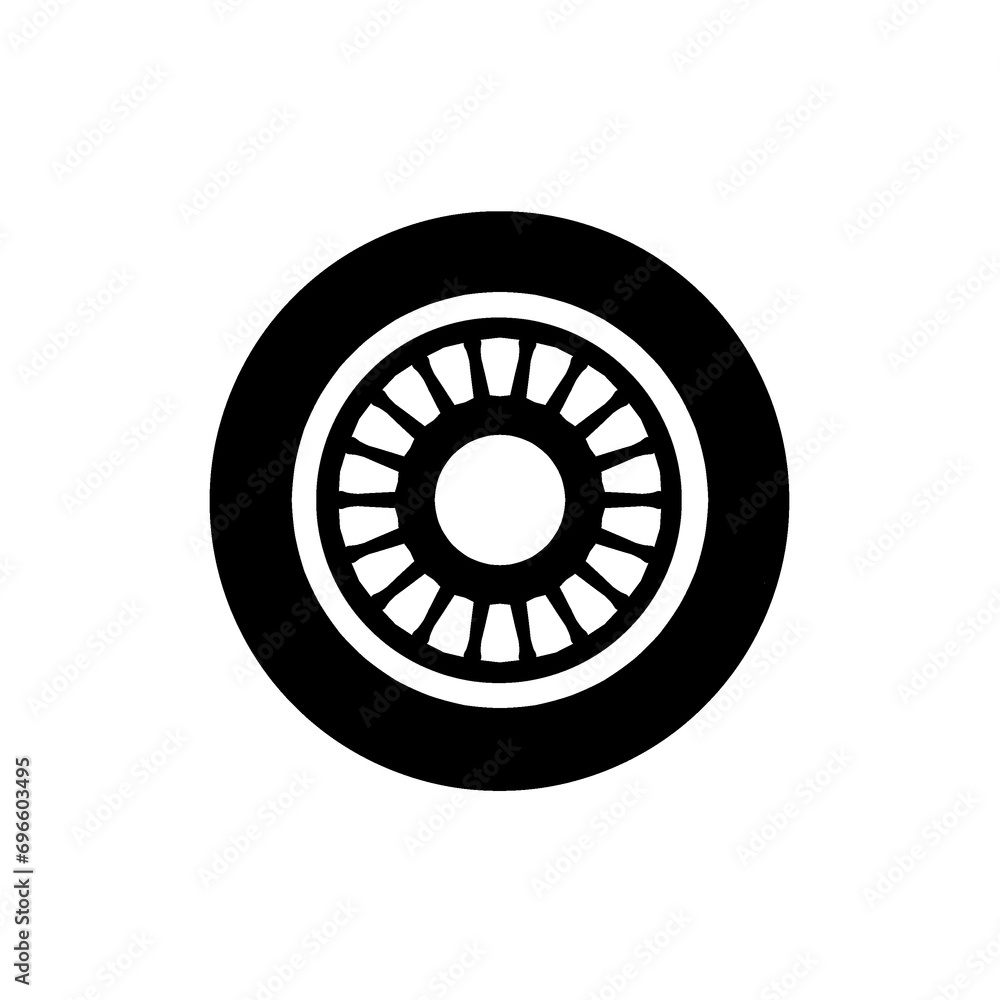 Car wheel icon. Black wheel illustration isolated on white background Car wheel icon. Black wheel illustration isolated on white background