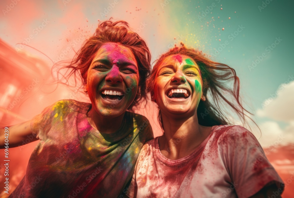 Holi celebration: a riot of colors and joyous revelry, embracing cultural vibrancy and traditions in a festive spectacle of music, dance, and jubilation, capturing the spirit of springtime merriment.