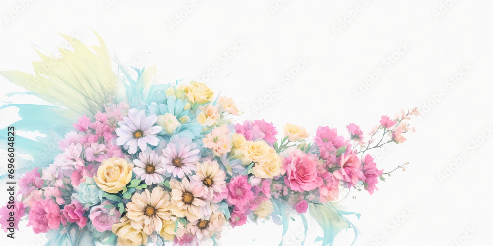 カラフルな花束のイラスト