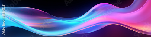 Abstract liquid waves of blue   purple in a futuristic banner  glimmering with retro glowing waves.
