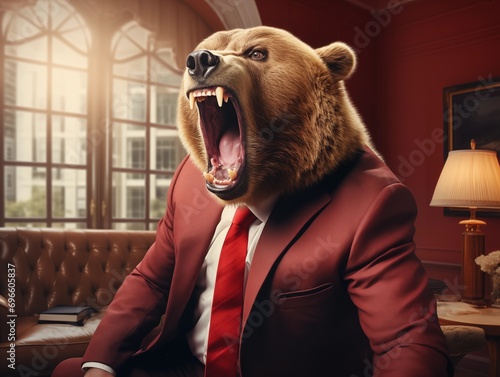 Bulle gegen Bär im Anzug, Aktienmarkt, Bullische vs. bärische Trends.