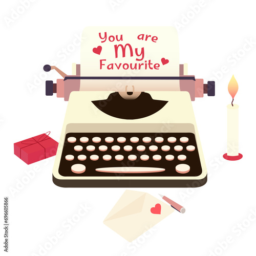 Retro typewriter with text ...