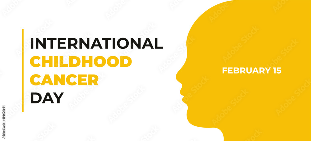 Awareness banner for International Childhood Cancer Day with silhouette of kid