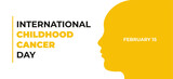 Awareness banner for International Childhood Cancer Day with silhouette of kid