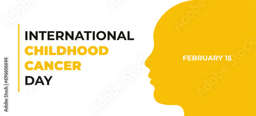 Awareness banner for International Childhood Cancer Day with silhouette of kid photo