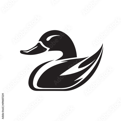 Duck in cartoon, doodle style. Isolated 2d vector illustration in logo, icon, sketch style, Eps 10, black and white. AI Generative