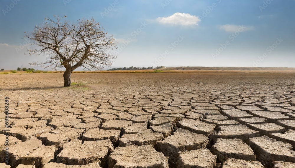 Fototapeta premium Terre craquelée par la sécheresse. Concept de réchauffement climatique