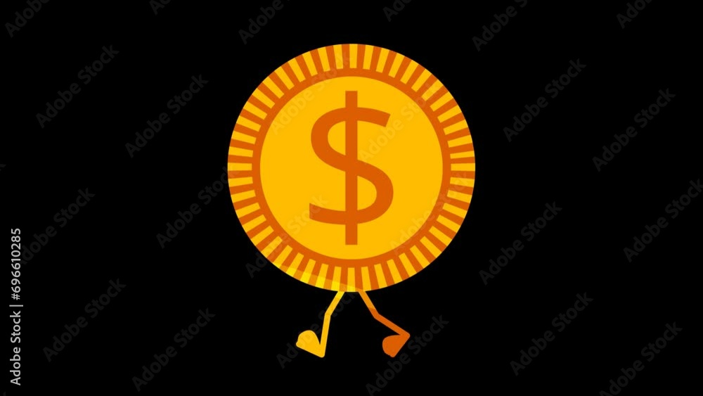 Walking Dollar Gold Coin Animation Walking Dollar Gold Coin Animation