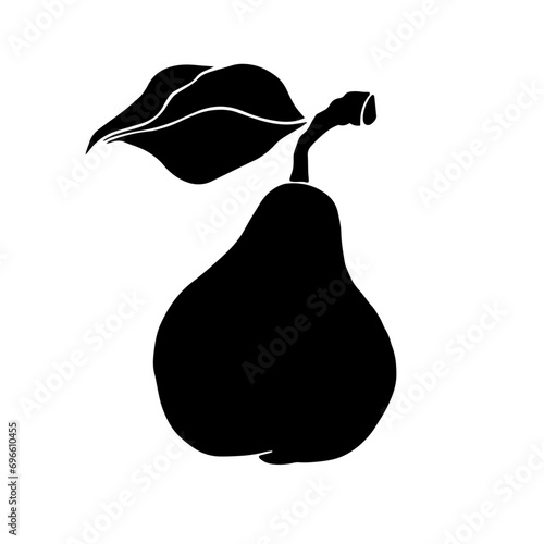 Silhouette, stamp of pear fruit. Vector graphics.