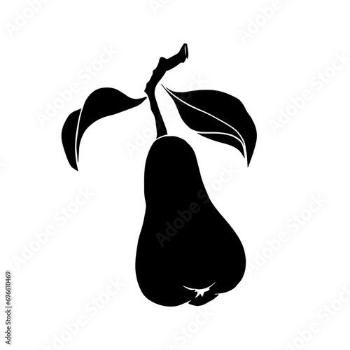 Silhouette, stamp of pear fruit. Vector graphics.