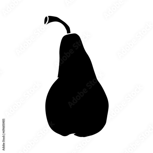 Silhouette, stamp of pear fruit. Vector graphics.