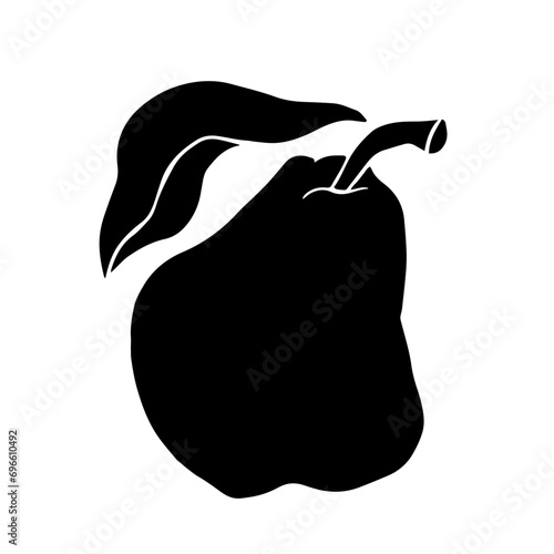 Silhouette, stamp of pear fruit. Vector graphics.