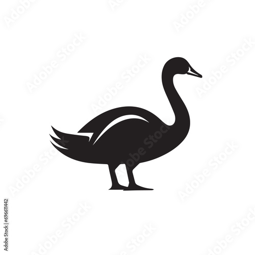 Goose in cartoon  doodle style. Isolated 2d vector illustration in logo  icon  sketch style  Eps 10  black and white. AI Generative