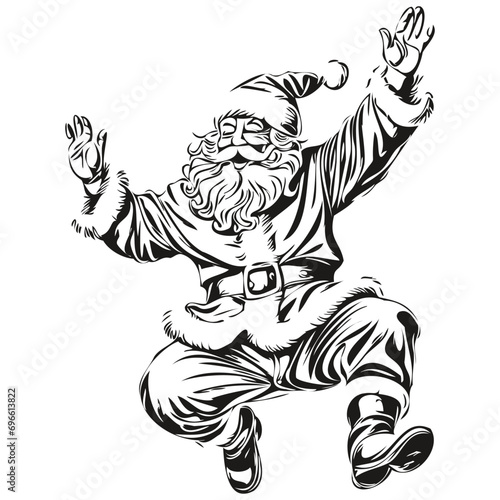 Wallpaper Mural Santa Claus Vintage Engraved Silhouette Detailed Sketch, Classic Father Christmas Art, black white isolated Vector ink outlines template for greeting card, poster, invitation, logo Torontodigital.ca