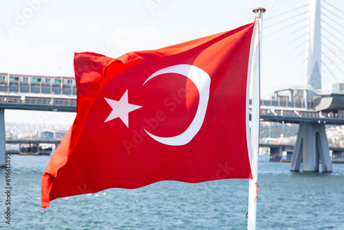 Turkish flag, fluttering in the wind