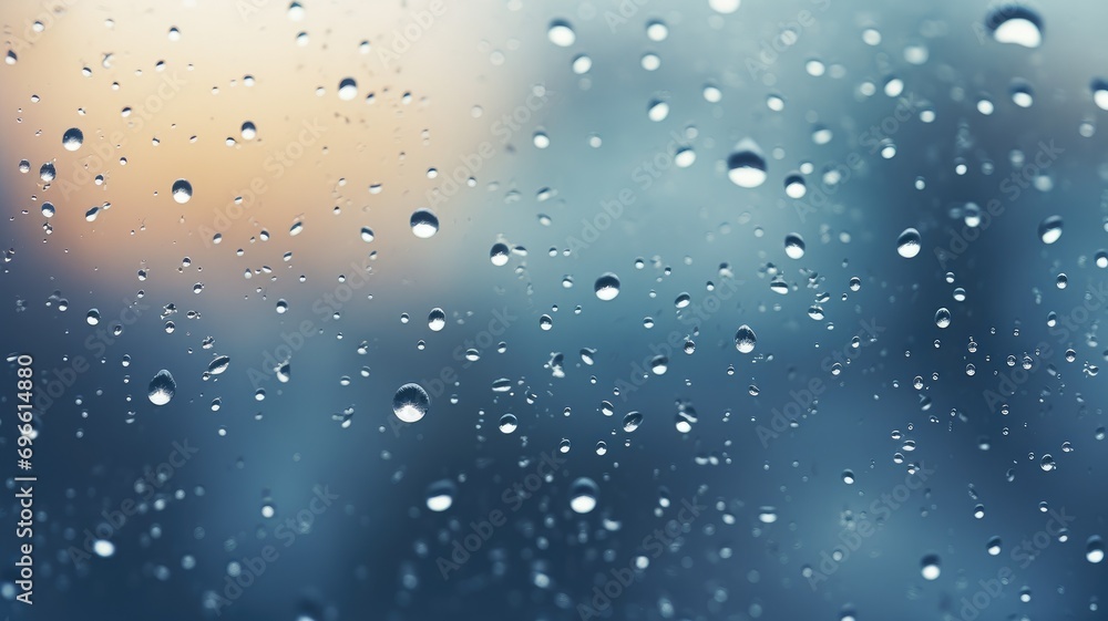 Close-up of water droplets on glass with sunset Close-up of water droplets on glass with sunset