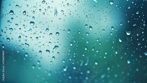 Raindrops on a window against a blurred background